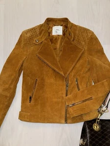 Mango suede biker moto brown jacket. Sz XS. Mint - Picture 1 of 8
