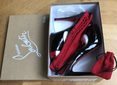 Christian Louboutin NoPrive 120 Black Patent Shoe 40.5 Spare Heel Harrods Bought - Image 1 of 4