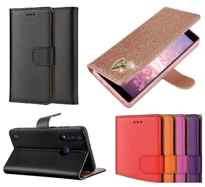 For Motorola Moto G8 power lite Case Leather Flip Wallet Stand Phone Cover - Image 1 of 4