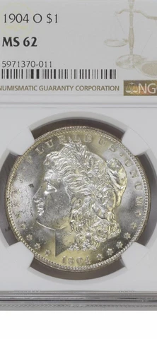 1904 O Morgan Silver Dollar NGC MS 62 Brown Label Cover