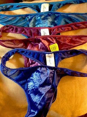 Women 1PAIR Panties,Thongs Secret Treasures Size 8 Satin Blue Purple Optional - Image 1 of 4