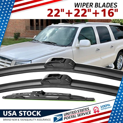 Se adapta a limpiaparabrisas delantero y trasero Chevrolet Tahoe 2000-2006 22" y 16" calidad OEM Foto 1 de 4