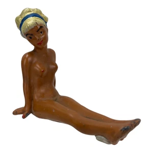VINTAGE PINUP FIGURINE METAL UNIQUE PAPERWEIGHT HOOD ORNAMENT. TIKI / GLAMOUR - Picture 1 of 8
