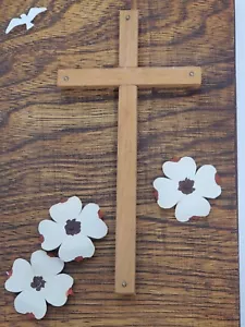 Wooden Cross with Dogwood Flower Easter 3D Plaque 9.5" x 6.25" - Picture 1 of 10