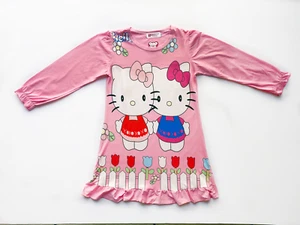 Kids Girls Pink Nightgown long Sleeves Pink Kitty Girls Sleepwear Gown 16T - Picture 1 of 1