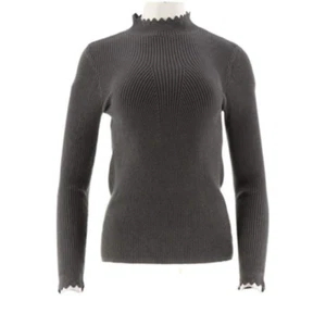 GILI gerippter Pullover mit Rundhalsausschnitt, HTHR anthrazit, Größe X-SMALL - Bild 1 von 5