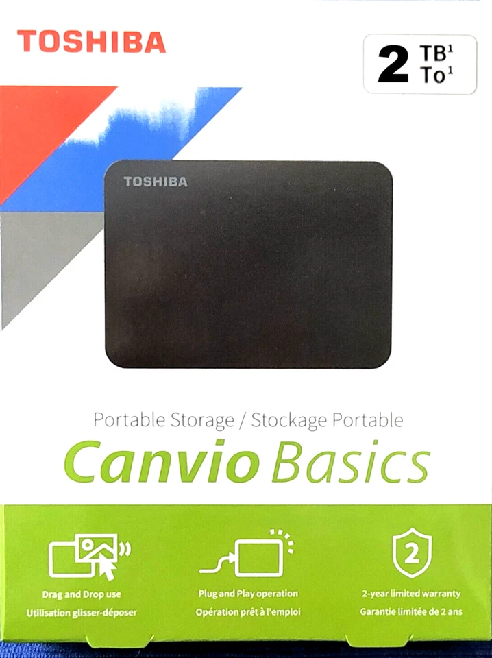 Toshiba Canvio Basics 2 TB / 2000 GB Festplatte USB 3.0 für TV Computer PC Apple - Bild 1 von 1