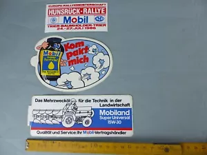 Lot de 3 autocollants sticker MOBIL HUNSRUCK RALLYE 1986 Aufkleber VINTAGE A37 - Imagen 1 de 1