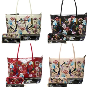 Ladies Vibrant Tote Bag PeaCock Purse Women Patent Floral Shoulder Handbag J2118 - Picture 1 of 44