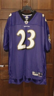 锐步 Willis McGahee #23 巴尔的摩乌鸦队紫色足球球衣男式 2XL 码 — 第 1/4 张图片