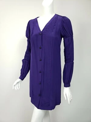 Mini Camisa Vestido SEA NEW YORK Plisado Delantero Botonado Púrpura Oscuro Talla 0 Foto 1 de 4