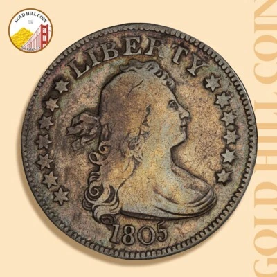 1805 25c Draped Bust Quarter PCGS F12, Early US Mint! Certified Fine 12 - Image 1 of 3