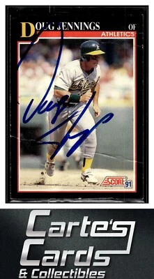 Doug Jennings 1991 Score #819  Oakland Athletics TTM/IP Signed Autographed - Image 1 of 2