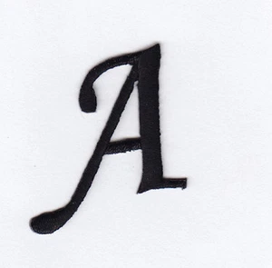MONOGRAM LETTERS - 1 1/4" BLACK LETTER "A" - Iron On Embroidered Applique - Picture 1 of 1