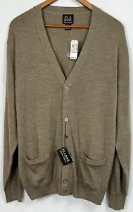 JoS A. Bank Signature Collection Men’s Cardigan XL Brown 100% Merino Wool NWT - Picture 1 of 12