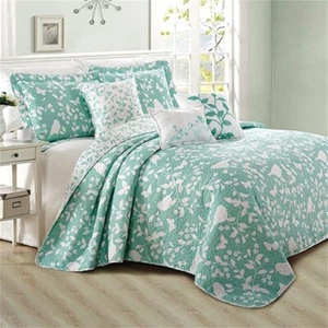 Birdsong 6PCS Reversible Bedspread Quilt Set Soft Elegant Bedding for King/Queen - Picture 1 of 29