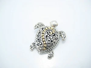 Bali Design Sterlingsilber & 18k Gelbgold Schildkröte Anhänger oder Charm - Bild 1 von 6