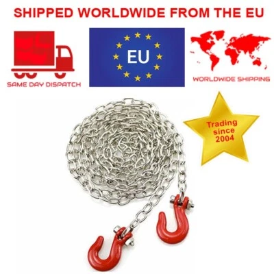 Rc Car Crawler Metal 1/10 Tow Chain & Hooks Scale Accessories For rc4wd Scx10 - Image 1 of 4