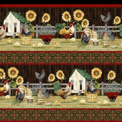Quilting Patchwork Sewing Fabric Chicken Shack Border Print 50x55cm FQ - image 1 of 3
