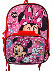 Disney Minnie Mouse 16" Large Backpack School bag With Dettachable lunch box - Picture 1 of 4