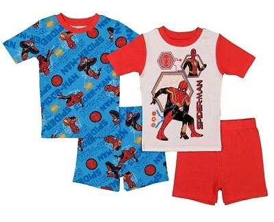 Conjunto de 4 piezas de pijamas Spiderman pantalones cortos camiseta pantalón niño 4 6 8 10 Marvel Disney algodón Foto 1 de 2