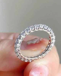 2,00 kt runder zertifizierter im Labor gezüchteter Diamant volles Ewigkeitsband massiv 14 kt Weißgold - Bild 1 von 21