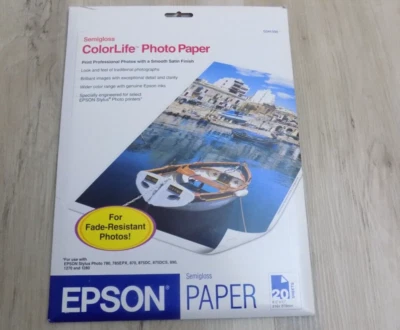 Epson Semigloss color Life Photo paper. 8 1/2 x 11, 20 sheets - Image 1 of 2