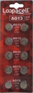 10 Pack LOOPACELL AG13 LR44 357 Button Cell Batteries - Picture 1 of 1