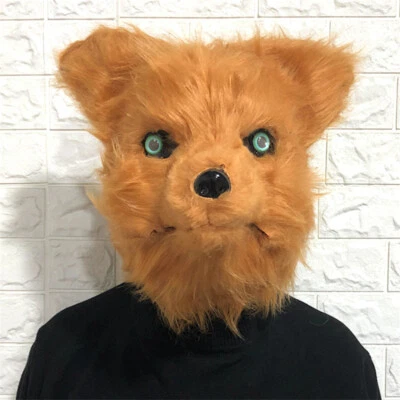 Cartoon Animal Wolf Fox Head Mask Headgear Movable Mouth Cosplay Costumes Props - Image 1 of 4