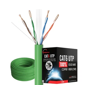 Cable de red Ethernet de cobre sólido CAT6 1000 pies verde ETL CMR 23 AWG - Imagen 1 de 13