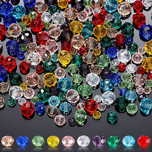 1000 Pcs Glass Beads Briolette Crystal Glass Beads Faceted Rondelle Shape Crysta