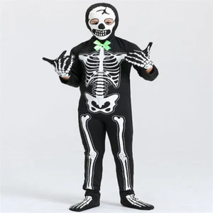 Mono Capucha Fiesta Halloween Brilla en la Oscuridad Conjunto Niños Esqueleto Calavera Disfraz - Imagen 1 de 6