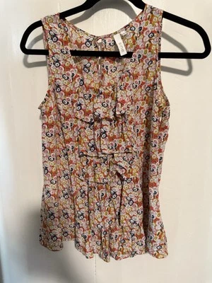 Anthropologie Sine Women Silk Sleeveless Ruffle Front Top Sz 6 - Image 1 of 4