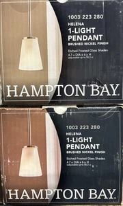 2-Pack- Helena 4.7 in 1-Light Brushed Nickel Mini Pendant Frosted Glass Shades - Picture 1 of 3