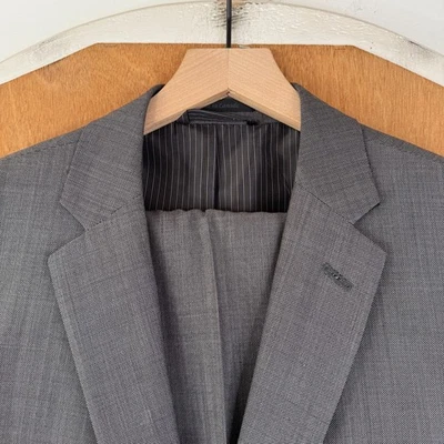 Calvin Klein Suit Mens 46R Gray Pinstripe 2 Button Slim Fit 100% Wool Pant 38x30 - Image 1 of 4