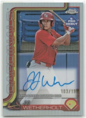 2025 Topps MLB Debut Chrome Refractor Autographs JJ Wetherholt #PDC-94 /199 - Image 1 of 2