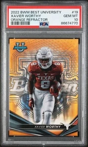 2022 Bowman U Best University Card #19 Xavier Worthy Orange Refractor /25 PSA 10 - Bild 1 von 2