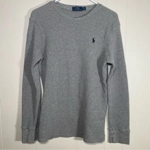 Polo Ralph Lauren Gris Térmico Manga Larga Hombre Cuello Redondo Camisa Talla Grande - Imagen 1 de 4