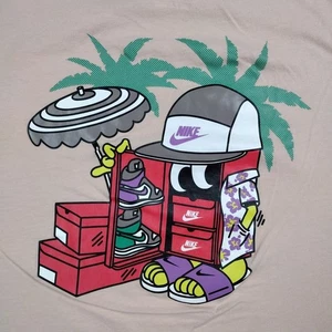 Nike Shoebox T Shirt Print Short Sleeve Cotton Pink L Preppy Cartoon Funny Tee - Picture 1 of 12