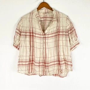 Frame karierte Kurzarm Puffärmel Relaxed Bluse Größe M Tencel - Bild 1 von 4