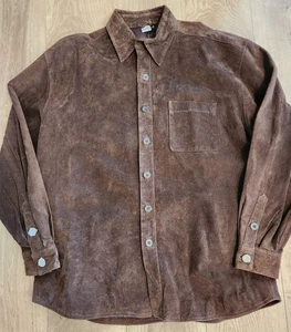 Giacca camicia western Marlboro Cowboy Chronicles uomo pelle scamosciata marrone nuova con etichette taglia M - Foto 1 di 13