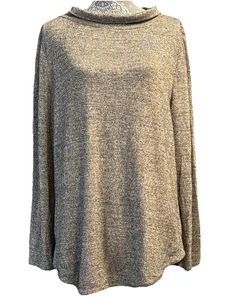 Suéter Talbots Súper Acogedor Suave Negro Gris Dorado Manchas Metálicas XL Cuello Simulado - Imagen 1 de 8