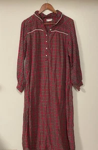 Camisón largo de franela Lanz of Salzburg para mujer pequeño rojo a cuadros Cottagecore - Imagen 1 de 9
