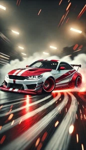 Red & White Sports Car Poster A3 size 29.7x42cm Semi-Gloss poster only - Picture 1 of 1