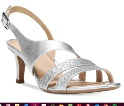 👠New NATURALIZER TAIMI Size 8 AU / 38 EU SILVER Mid Heel Dressy Sandals RRP$170 - image 1 of 4