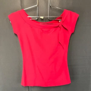 hot tempered Juniors Medium solid red short sleeve shirt tie neckline - Picture 1 of 17