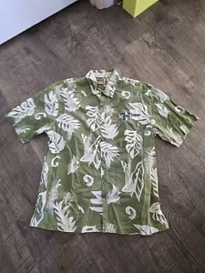Kahala university Hawaii Rainbow Warriors Green Floral Hawaiian Aloha Shirt XL - Picture 1 of 4