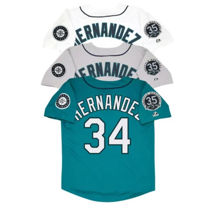 Camiseta deportiva Felix Hernandez 2012 Seattle Mariners Home Road Alt para hombre 35 aniversario Foto 1 de 2