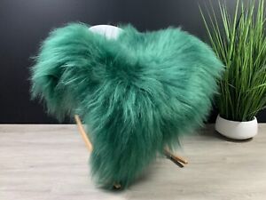 Icelandic Green Sheepskin Rug , Real Sheepskin pelt Leather Soft Cover Throw