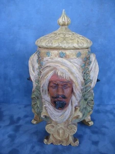 Vintage Österreichischer 3 Kopf/Büste Araber Figur Keramik Tabak Humidor - Bild 1 von 12
